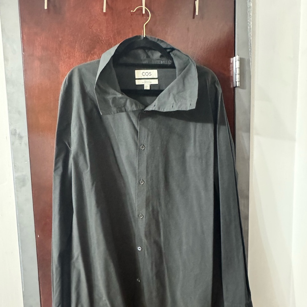 COS Men's Charcoal Lightweight Shirt Jacket